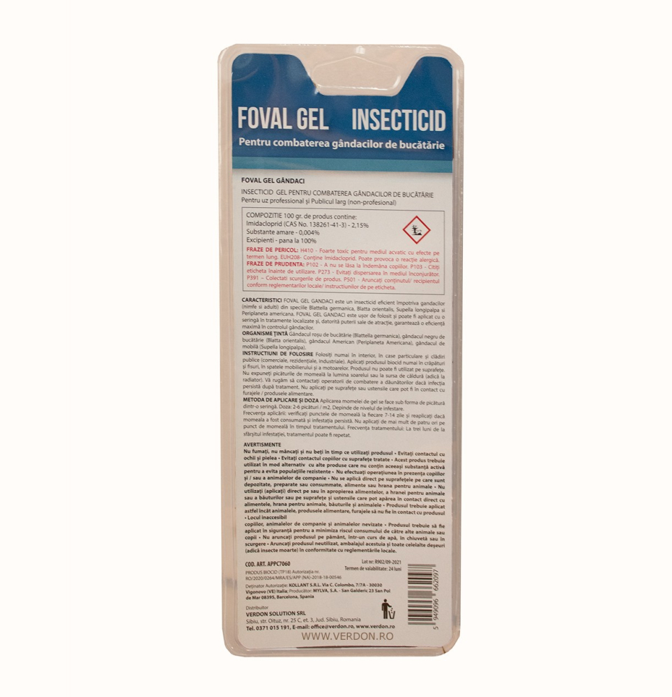 Insecticid FOVAL GEL - 20 g, Kollant, Combate Gandacii de Bucatarie [2]