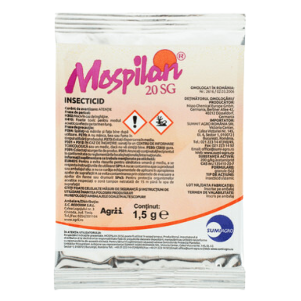 Insecticid sistemic MOSPILAN® 20 SG - 1.5 g, Sumi Agro, Gandacul de Colorado, Acarieni, Afide, Musculita alba [1]