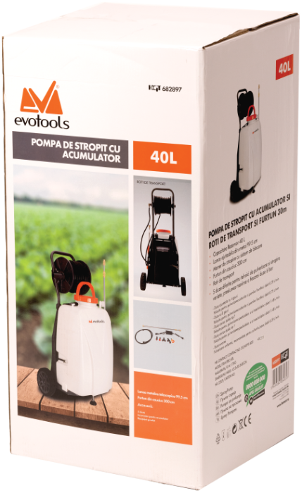 Pompa de Stropit cu Acumulator, Roti de Transport si Furtun 30M / V[l]: 40 [4]