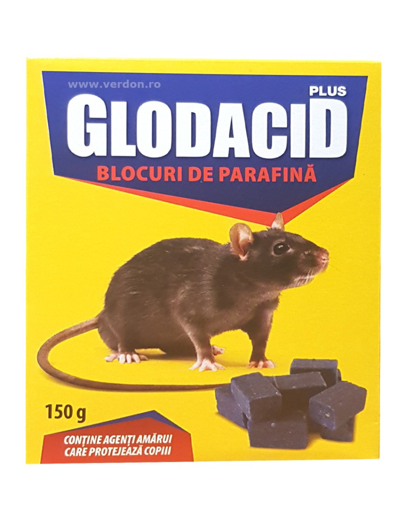 Raticid Blocuri Cerate GLODACID PLUS - 150 g, Brodifacoum, Otrava Sobolani si Soareci [1]