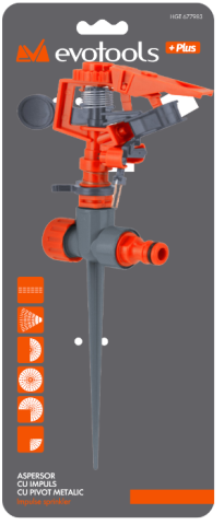 Conectori furtun si aspersoare - Aspersor cu Impuls, Tija Metalica PLUS
