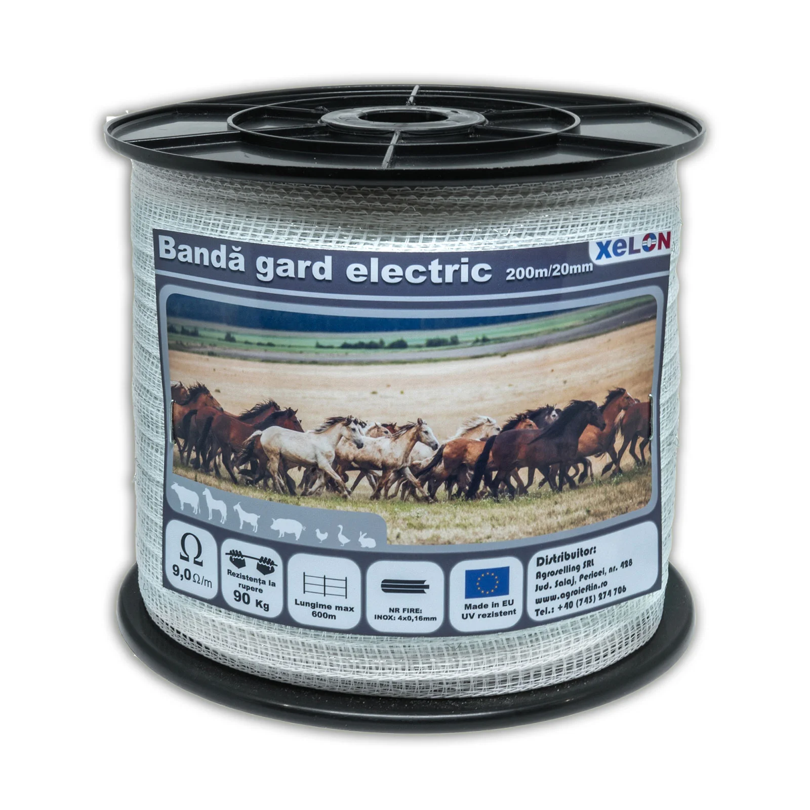 Conductori gard electric - Banda gard electric 200m, 90kg, vizibilitate maxima, Xelon®
