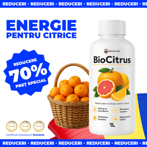 Pesticide - BioCitrus - Îngrășământ Bio și Stimulator pentru Citrice, Protecție & Creștere - 1L