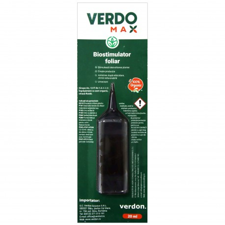 Ingrasaminte foliare si prin picurare - Biostimulator VERDOMAX - 20 ml, Legume, Cereale, Floarea soarelui, Fructe