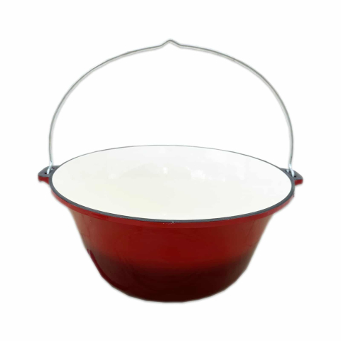 Ceaune si accesorii - Ceaun tip fonta, emailat rosu, cu agatator