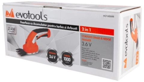 Foarfeca cu Acumulator pentru Iarba si Arbusti 2 in 1 Evotools / U[V]: 3.6 [1]