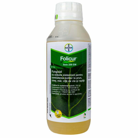 Fungicide - Fungicid FOLICUR SOLO 250 EW - 1 Litru, Bayer, Pomi fructiferi, Vita de vie, Rapita, Sistemic
