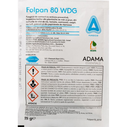 Fungicide - Fungicid FOLPAN 80 WDG - 15 g, Adama, Contact