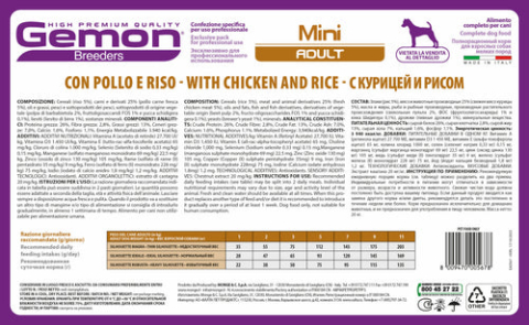 Gemon Caini Mini Adult Pui si Orez Maintenance 20 kg [3]