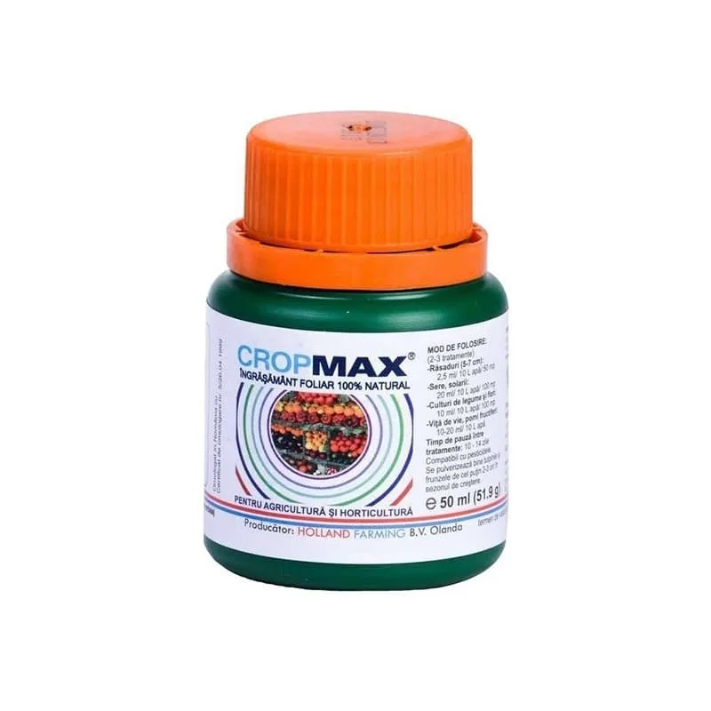 Ingrasaminte foliare si prin picurare - Ingrasamant Foliar CROPMAX - 50 ml, Fertilizator BIO Superconcentrat