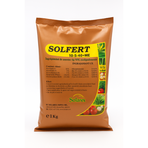 Ingrasaminte foliare si prin picurare - Ingrasamant foliar SOLFERT 10-5-40 + ME - 1 kg, NPK