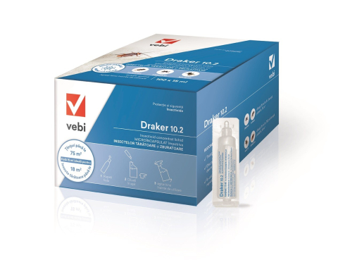 Insecticid DRAKER 10.2, Vebi, Concentrat - 15 ml, Muste, Tantari, Gandaci, Capuse, Furnici, Paianjeni