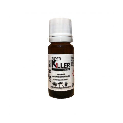Combaterea insectelor - Insecticid SUPER KILLER 25 T-EC - 10 ml Spectru larg de combatere: Capuse, Muste, Tantari, Gandaci, Pureci