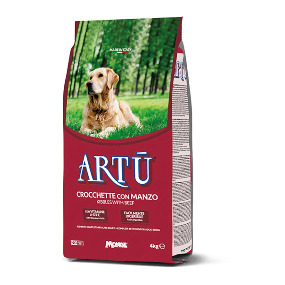 Hrana caini - MONGE Artu, XS-XL, Vită, hrană uscată câini, 20kg