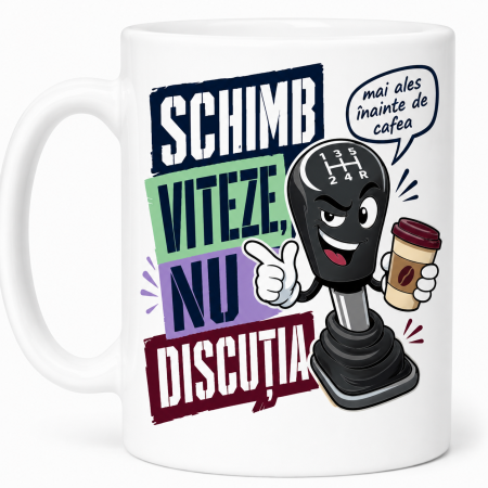 Căni cadou - Cană pentru șofer cu schimbător de viteze și mesaj despre cafea