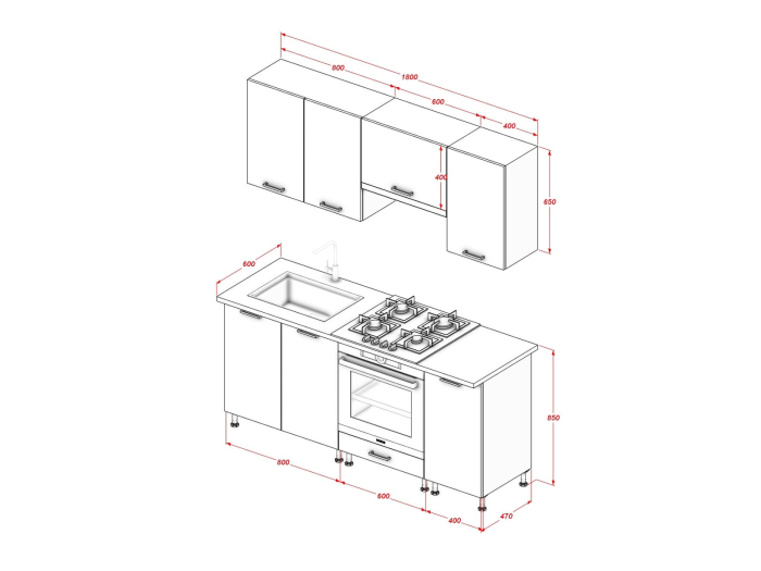Bucătărie SCALA LINE 1.8 m, fronturi din MDF [3]
