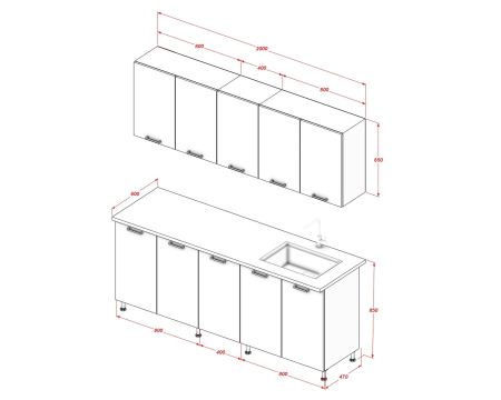 Bucătărie CONCEPT 2 m, fronturi din MDF [2]