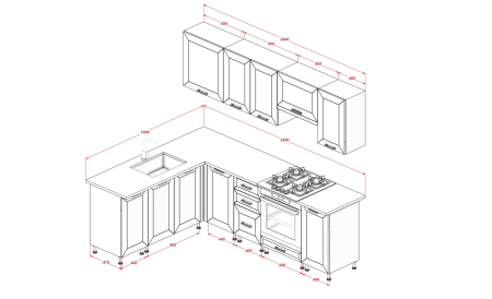 Bucătărie FORMA CORNER CLASS II, 2.4 m, fronturi din MDF [3]