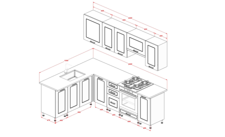 Bucătărie FORMA CORNER CLASS 2.4 m, fronturi din MDF [3]
