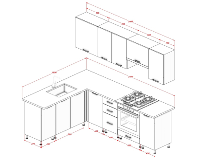 Bucătărie FORMA CORNER LINE 2.4 m, fronturi din MDF [4]