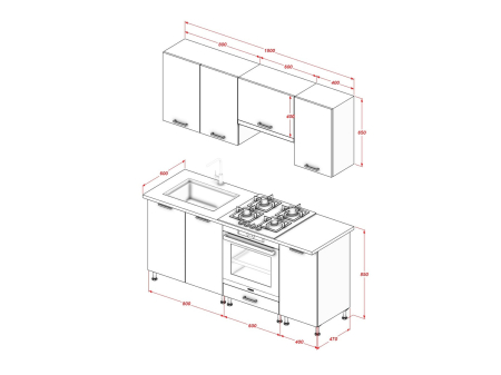 Bucătărie SCALA LINE 1.8 m, fronturi din MDF [2]