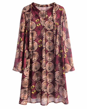 Rochii - Rochie vaporoasă cu imprimeu floral - L