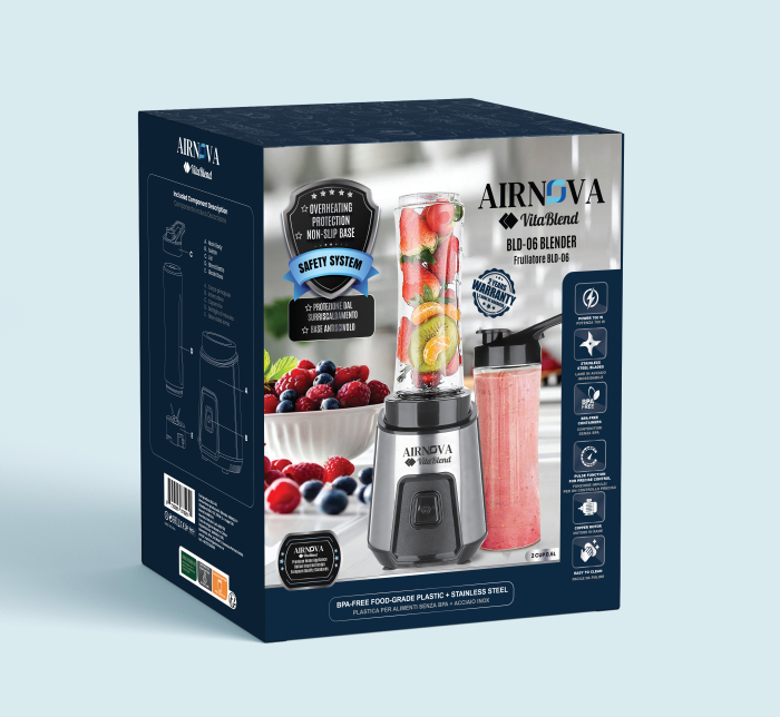 Blender AIRNOVA® VitaBlend BLD-06, 700W, 2 x sticle 0.6l BPA FREE, Motor Cupru, Lame Inox, Smoothie & Zdrobire Gheata [9]