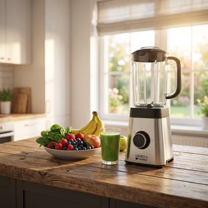 Blender multifunctional AIRNOVA® VitaBlend BLD-02, 1000W, 1.25L, baza cuplu ridicat, lame inox, functii multiple: smoothie, lapte soia, gheata, maruntire, 2 viteze [10]