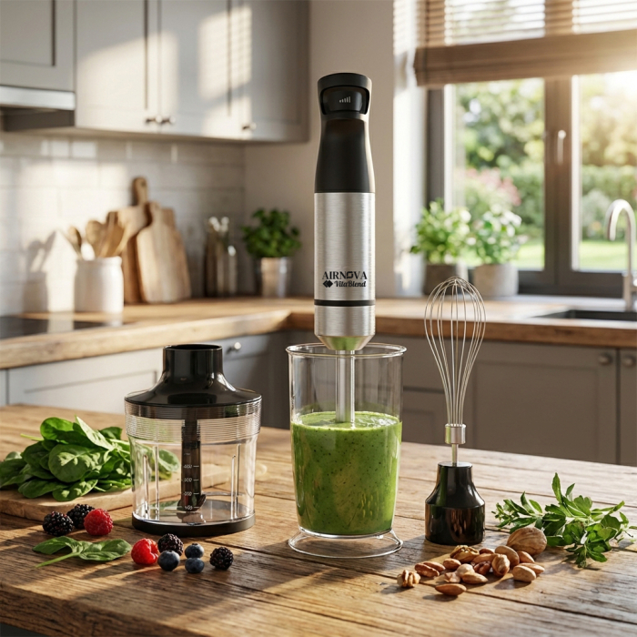 Blender vertical AIRNOVA VitaBlend BLD-03, 1200W, 25000 RPM, mixer vertical cu Recipient tip bol 500ml, Recipient tip sticla 600ml [4]