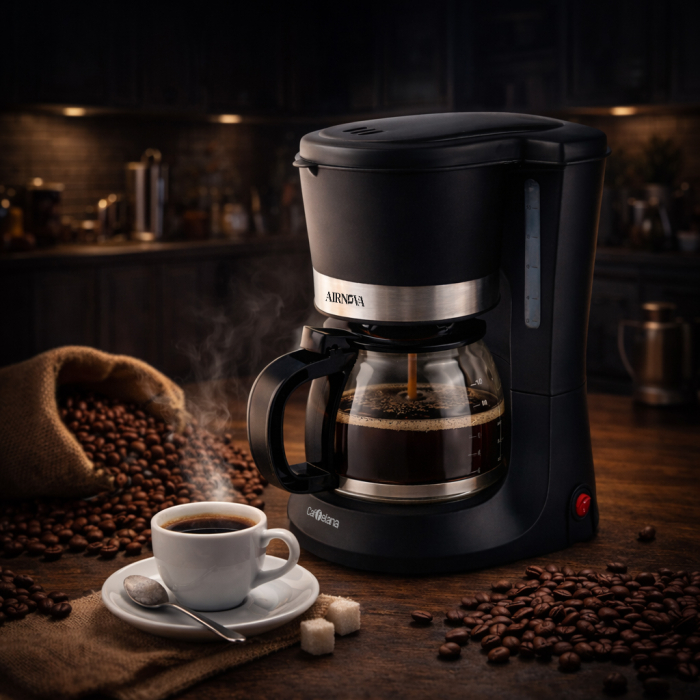 Cafetiera AIRNOVA Caffelana® CAF-01, 800W, 1.5L, 12 Cesti, Filtru cafea lavabil, Mentinere cald, Antipicurare, Negru [2]