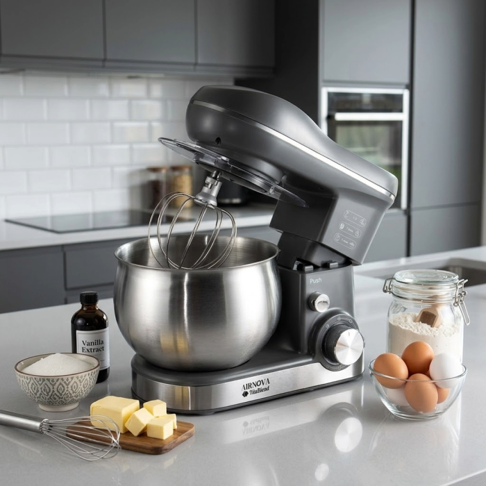 Mixer cu bol AIRNOVA® VitaBlend BLD-10, 1800W, Bol inox 5L, 3 Accesorii, 6 Viteze, Negru/Inox [5]