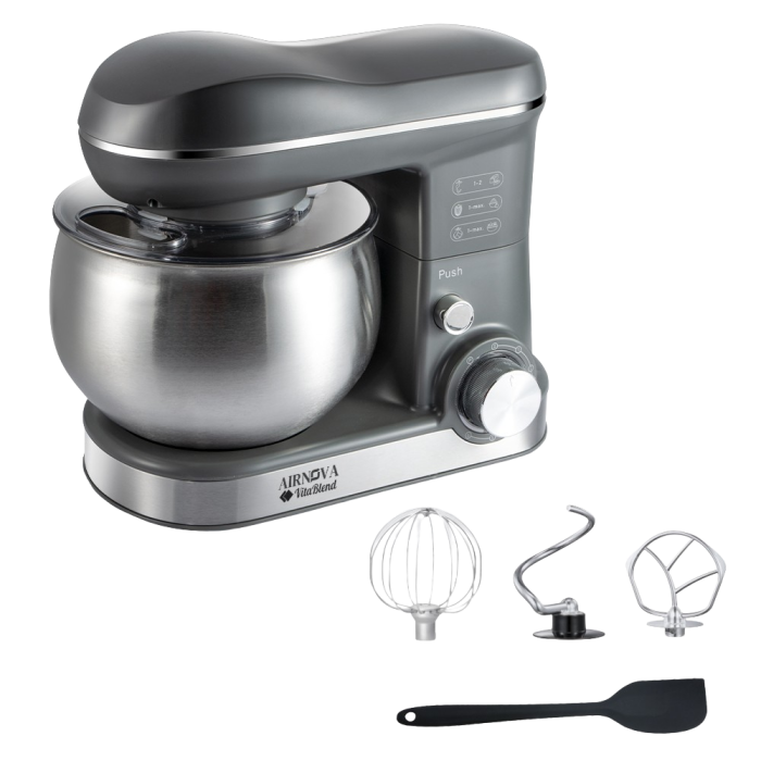 Mixer cu bol AIRNOVA® VitaBlend BLD-10, 1800W, Bol inox 5L, 3 Accesorii, 6 Viteze, Negru/Inox [2]