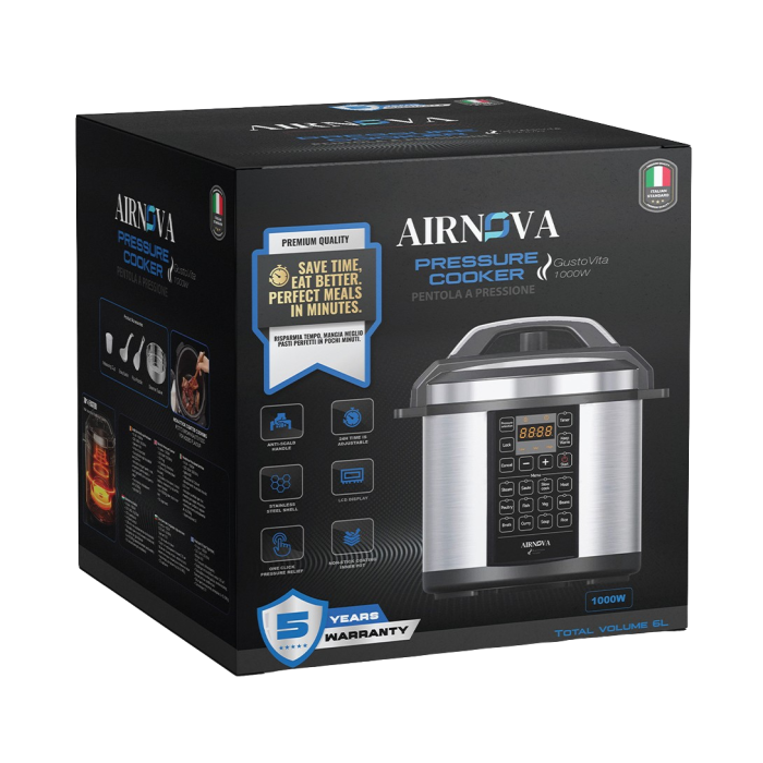 Multicooker Electric AIRNOVA® GustoVita 6L, 1000W, Oala sub presiune 60kpa cu accesorii incluse, Lingura, Polonic, Cos de aburi [9]