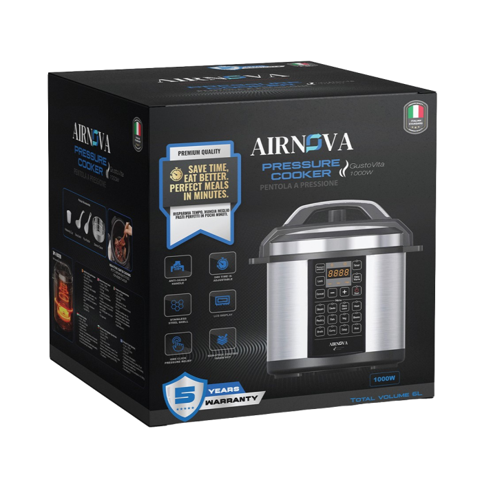 RESIGILAT: Multicooker Electric AIRNOVA® GustoVita 6L, 1000W, Oala sub presiune 60kpa cu accesorii incluse, Lingura, Polonic, Cos de aburi - Copie [9]
