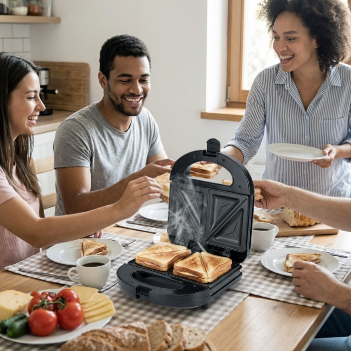 Sanwich Maker AIRNOVA® PaniniPressa, 750W, Aparat sandwich capacitate 2 buc, Sistem blocare, Placi antiaderente fixe [7]