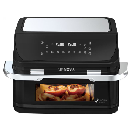 Air fryer AIRNOVA® MaxFritto 2400W, Capacitate 11L, Friteuza cu aer cald, Dual Zone, Afisaj digital, Negru [1]