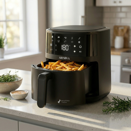 Air fryer AIRNOVA® NanoFritto 1450W,  Capacitate 4.8L, Friteuză cu aer cald automată, 10 programe presetate, Control digital, Negru [3]