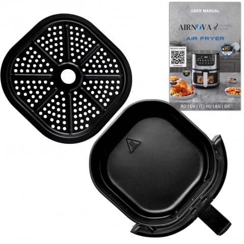 Air fryer AIRNOVA® OroFritto 1400W, Friteuza cu aer cald, Capacitate 7L, Negru/Inox [5]