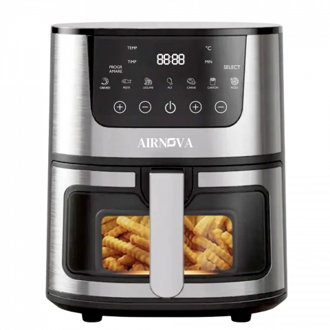 RESIGILAT: Air fryer AIRNOVA® OroFritto 1400W,  Capacitate 7L, Friteuza cu aer cald, Negru/Inox [1]