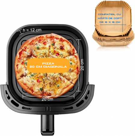 RESIGILAT: Air fryer AIRNOVA® OroFritto 1400W,  Capacitate 7L, Friteuza cu aer cald, Negru/Inox [4]