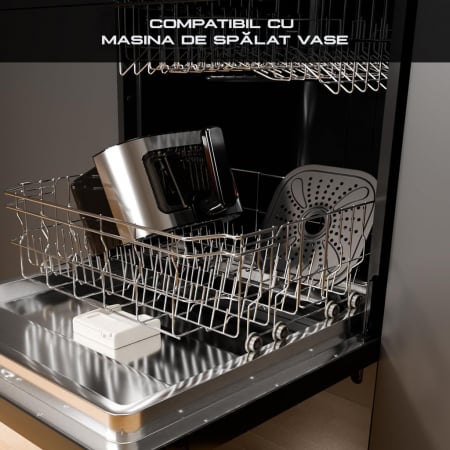 Air fryer AIRNOVA® OroFritto 1400W, Friteuza cu aer cald, Capacitate 7L, Negru/Inox [6]