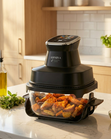 Airfryer portabil AIRNOVA® CrispoFritto 1500W, Recipient sticlă 4L, control digital touch, gătire fără ulei [5]