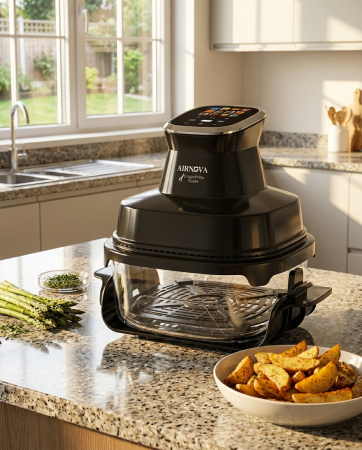 Airfryer portabil AIRNOVA® CrispoFritto 1500W, Recipient sticlă 4L, control digital touch, gătire fără ulei [4]