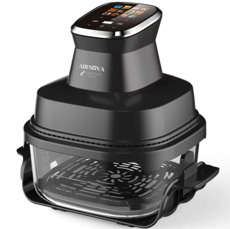 Air Fryere (Friteuze cu aer cald) - Airfryer portabil AIRNOVA® CrispoFritto 1500W, Recipient sticlă 4L, control digital touch, gătire fără ulei