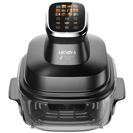 Airfryer portabil AIRNOVA® CrispoFritto 1500W, Recipient sticlă 4L, control digital touch, gătire fără ulei [1]