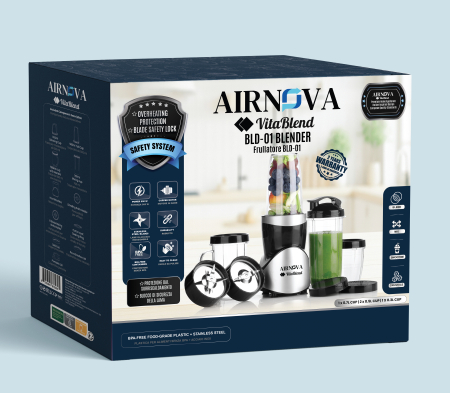 Blender AIRNOVA® VitaBlend BLD-01, 900W, 1 x cupa 0.7l, 2 x cupa 0.5l, 1 x cupa 0.3l, Motor Cupru, Lame Inox, Smoothie & Zdrobire Gheata [7]