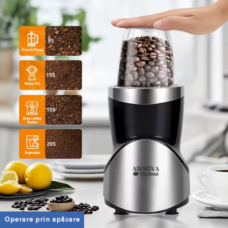 Blender AIRNOVA® VitaBlend BLD-01, 900W, 1 x cupa 0.7l, 2 x cupa 0.5l, 1 x cupa 0.3l, Motor Cupru, Lame Inox, Smoothie & Zdrobire Gheata [5]