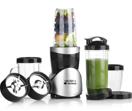 Blendere | Mixere | Tocatoare - Blender AIRNOVA® VitaBlend BLD-01, 900W, 1 x cupa 0.7l, 2 x cupa 0.5l, 1 x cupa 0.3l, Motor Cupru, Lame Inox, Smoothie & Zdrobire Gheata