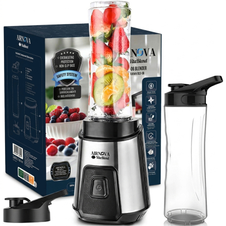 Blendere | Mixere | Tocatoare - Blender AIRNOVA® VitaBlend BLD-06, 700W, 2 x sticle 0.6l BPA FREE, Motor Cupru, Lame Inox, Smoothie & Zdrobire Gheata