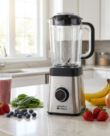 Blender multifunctional AIRNOVA® VitaBlend BLD-02, 1000W, 1.25L, baza cuplu ridicat, lame inox, functii multiple: smoothie, lapte soia, gheata, maruntire, 2 viteze [8]